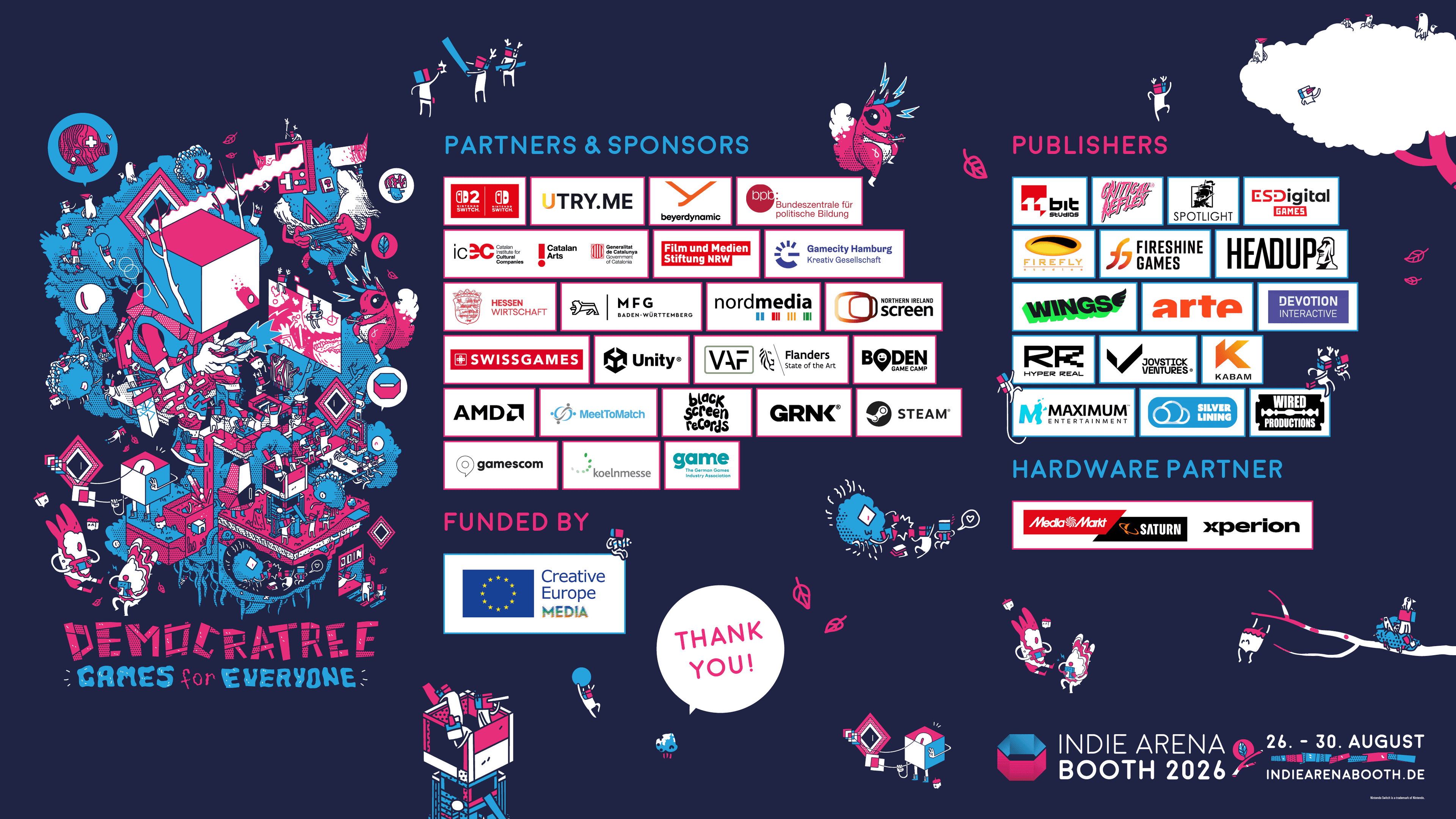 Indie Arena Booth gamescom 2026 partners, sponsors, publishers, and hardware partners